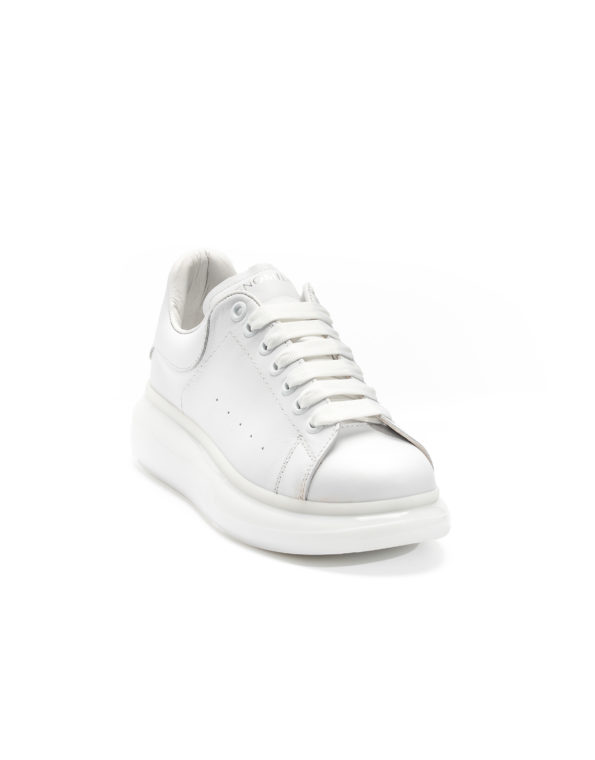 mens leather sneakers total white rubber sole code 2301 fenomilano