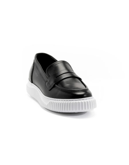 andrika dermatina loafers black white sole code 3075-1 fenomilano