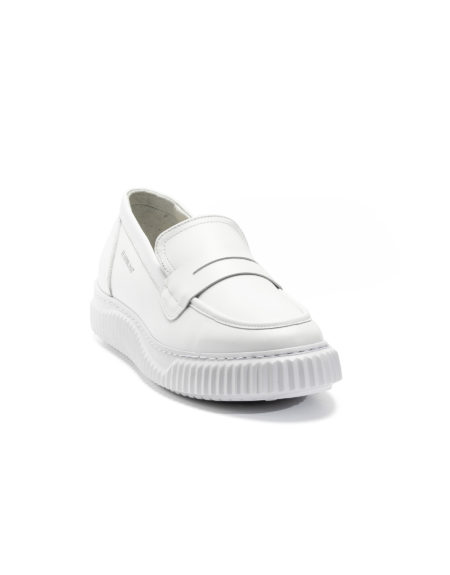 mens leather loafers total white code 3075-1 fenomilano