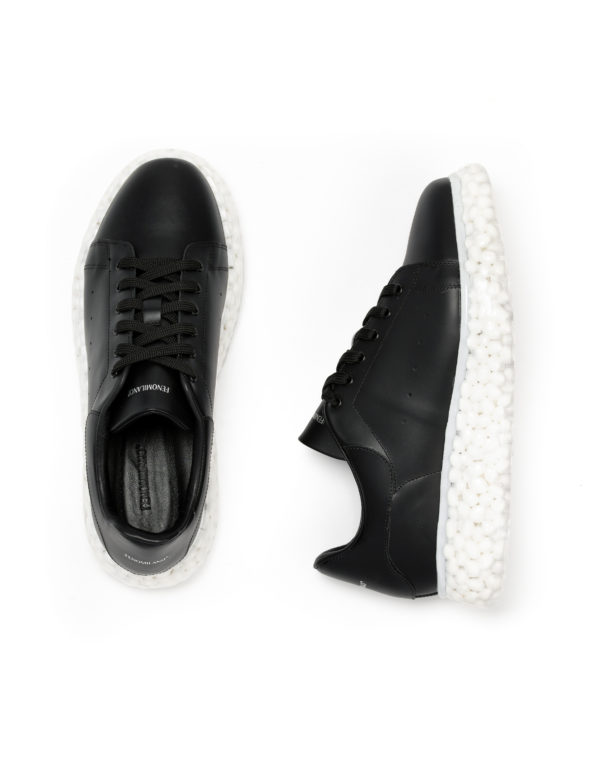 mens leather sneakers black sole balls code B-2317 fenomilano