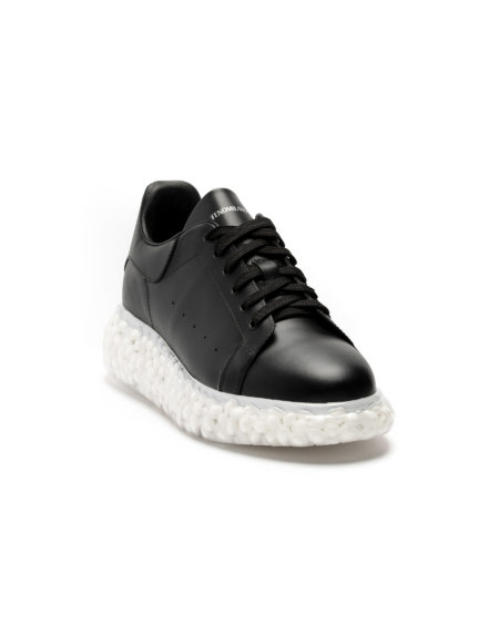 mens leather sneakers black sole balls code B-2317 fenomilano