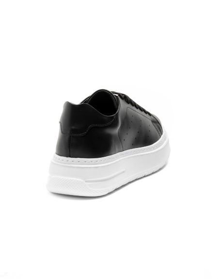mens leather sneakers black white rubber sole code 3099 fenomilano