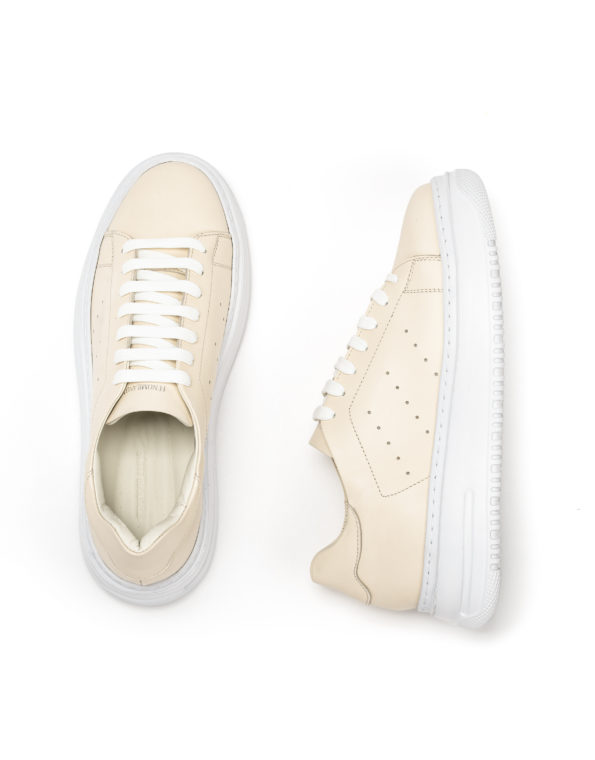 andrika dermatina sneakers beige white rubber sole code 3099 fenomilano
