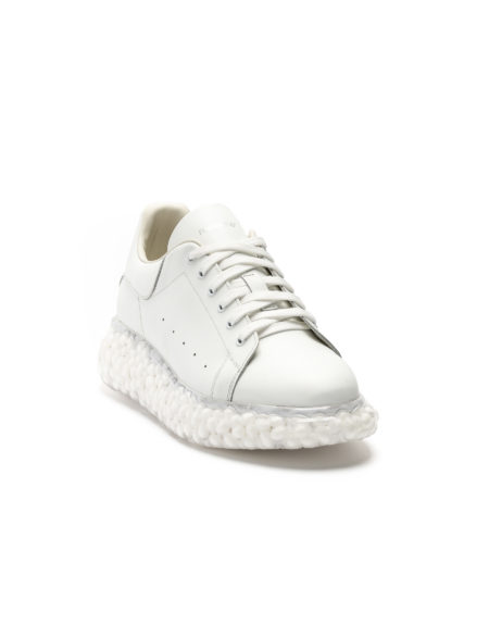 mens leather sneakers total white sole balls code B-2317 fenomilano