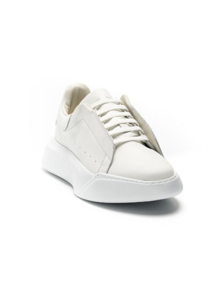 mens leather sneakers total white chunky sole code 2317-4 fenomilano