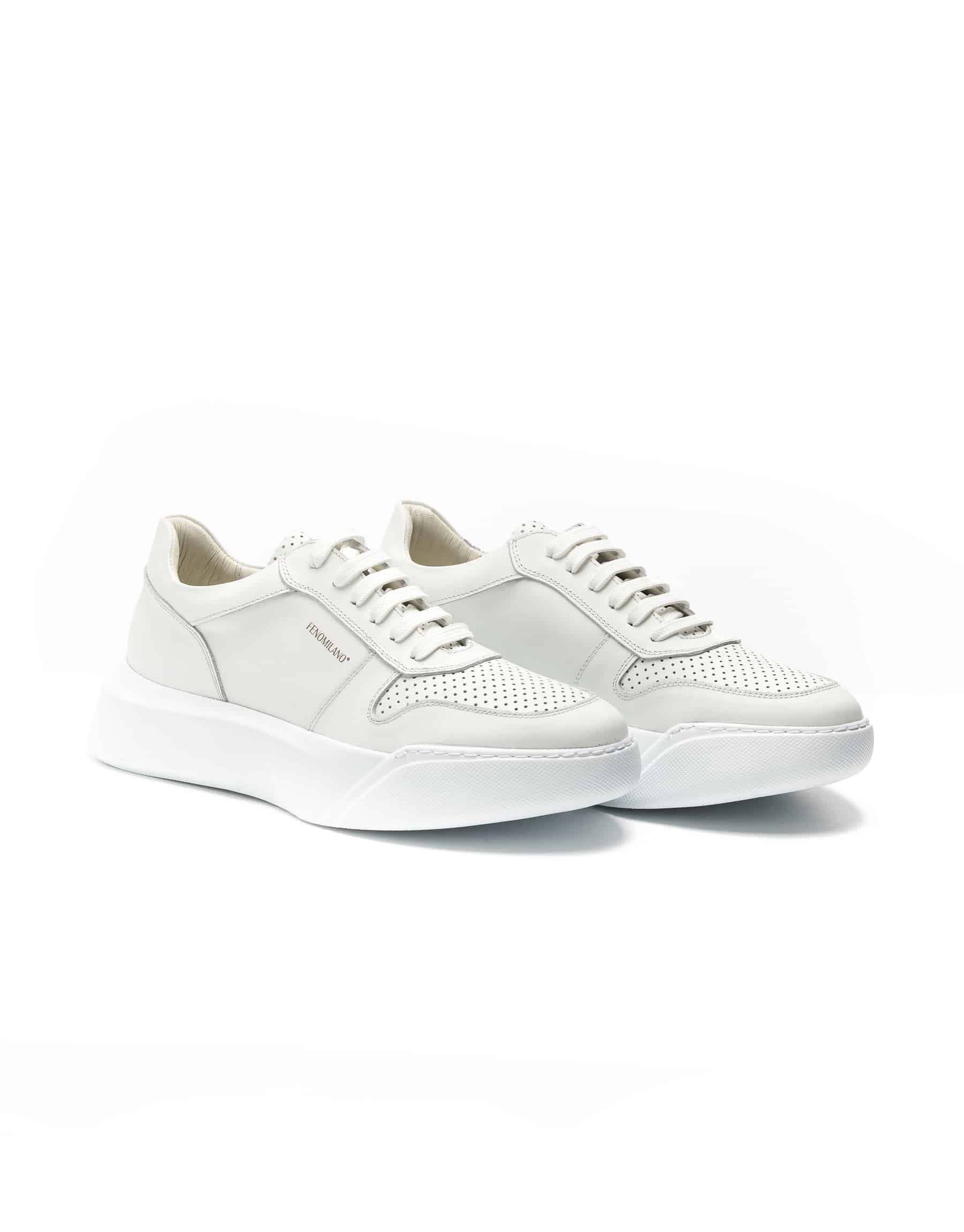 Men's Leather Chunky Sneakers White - (2404 T. White) - Ανδρικά 