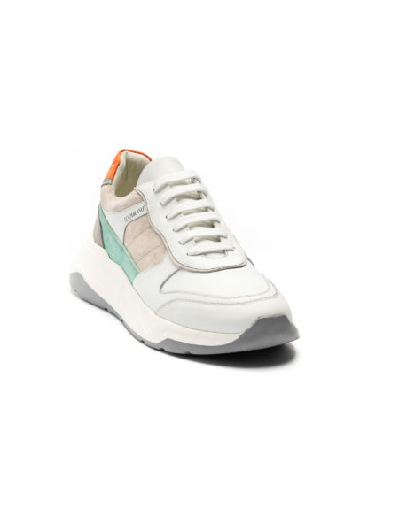 mens leather sneakers tricolor orange code 2330 fenomilano