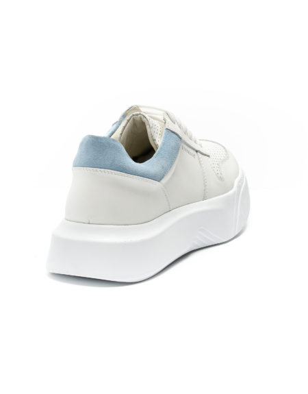 mens leather sneakers white light blue chunky sole code 2404