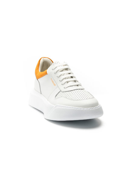 andrika dermatina sneakers white orange chunky sole code 2404