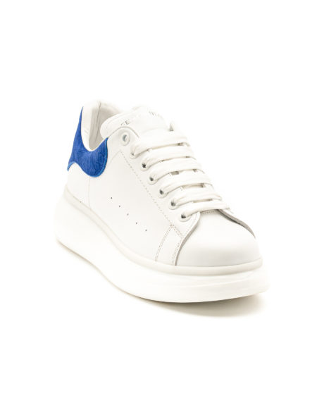 mens summer leather sneakers white blue print code 2301 fenomilano