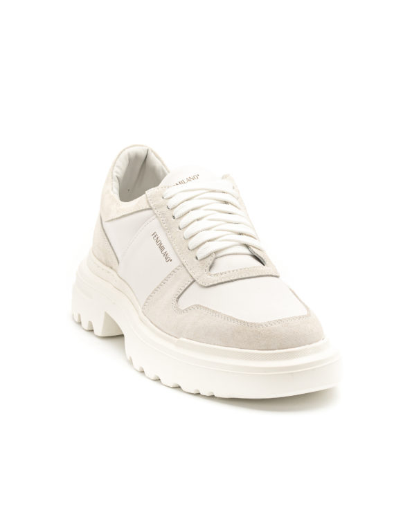 mens leather sneakers white shark sole white ice code 2406 fenomilano