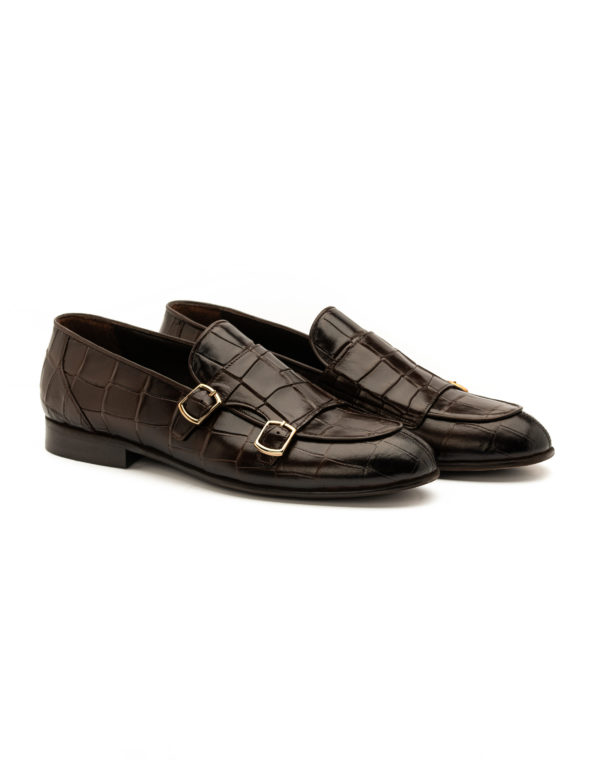 andrika klassika monk cheiropoiita loafers brown croco kl2416 fenomilano