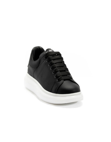 mens leather sneakers black white rubber sole code 2301 fenomilano