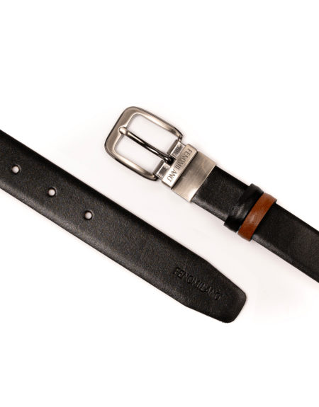 mens leather belts black taba - double face fenomilano