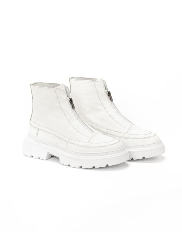 mens leather zipper boots total white code 620 fenomilano