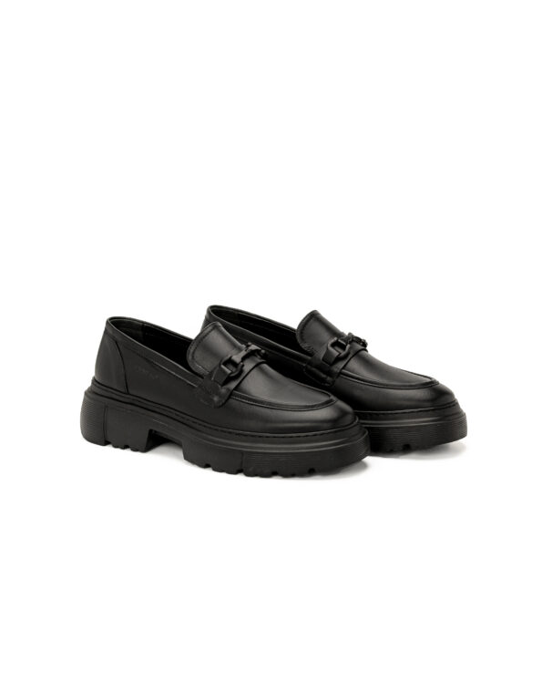 andrika dermatina total black loafers buckle code 3075 fenomilano