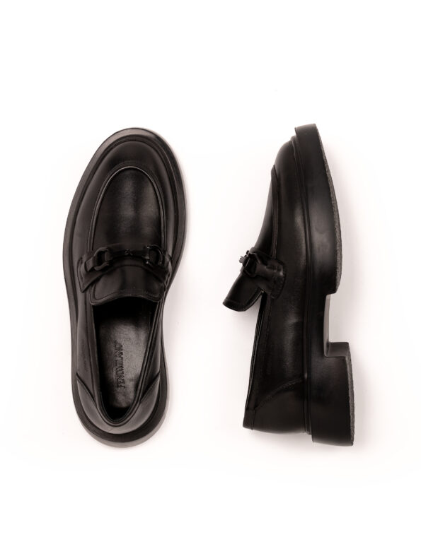 andrika dermatina total black loafers buckle code 3075 fenomilano