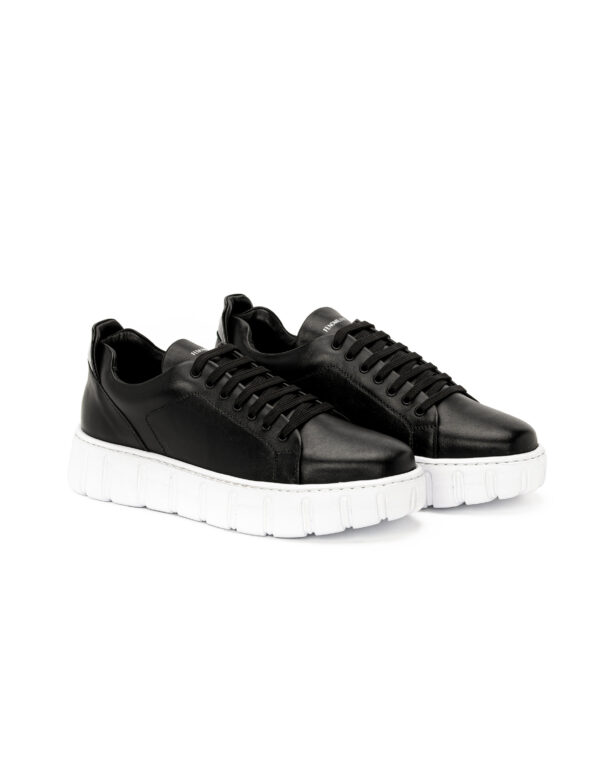 mens leather sneakers black vinyl 108-24 fenomilano