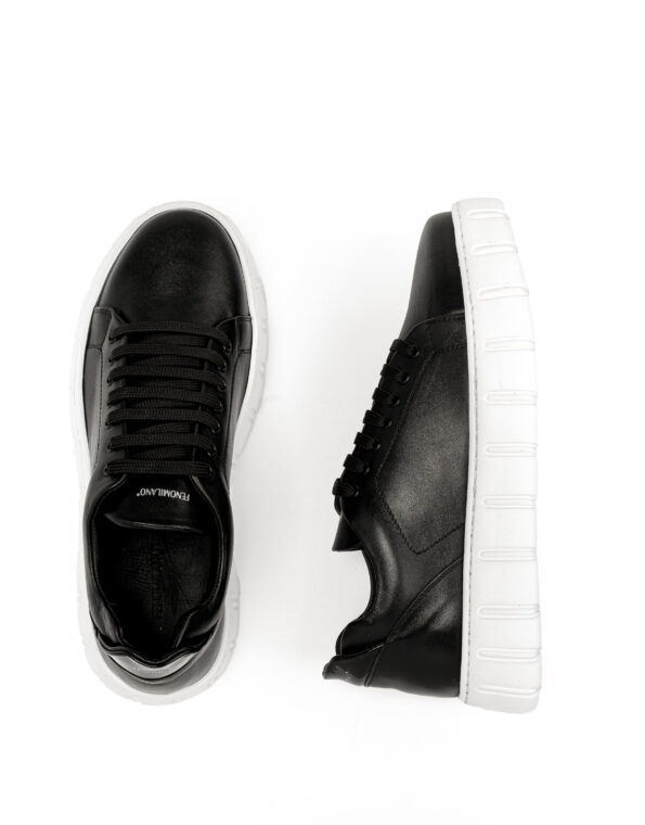 mens leather sneakers black vinyl 108-24 fenomilano