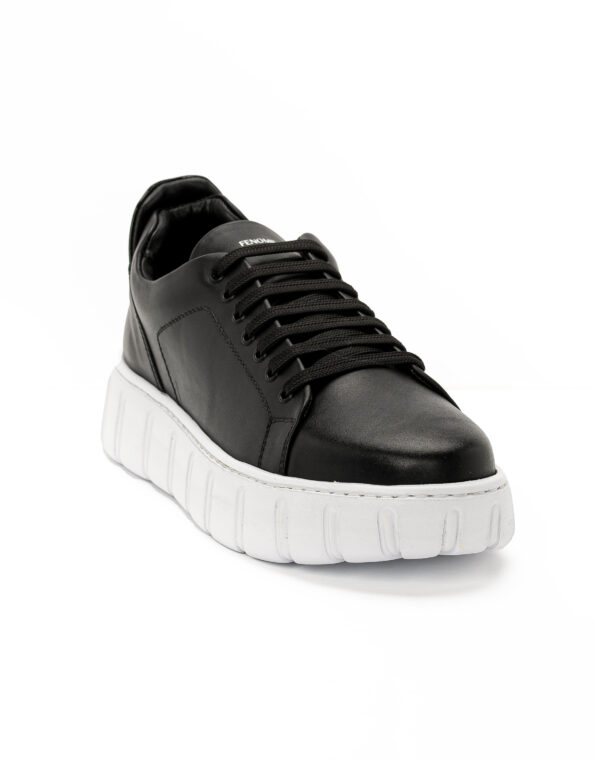 mens leather sneakers black vinyl 108-24 fenomilano