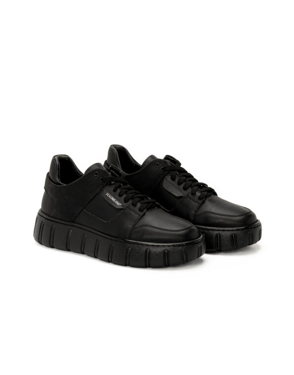 mens leather sneakers nubuck total black code 2325 fenomilano