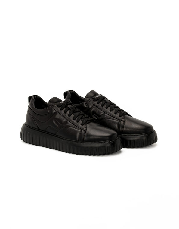 andrika dermatina stripes sneakers total black 2427 fenomilano