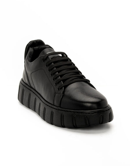 mens leather sneakers total black vinyl 108-24 fenomilano