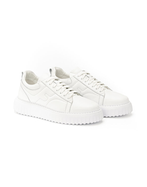 andrika dermatina stripes sneakers total white 2427 fenomilano