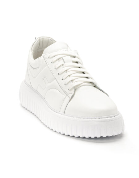 andrika dermatina stripes sneakers total white 2427 fenomilano