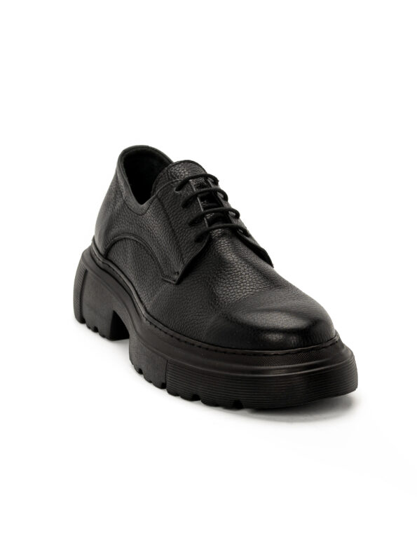 mens leather total black lace ups granular code 2309-1 fenomilano