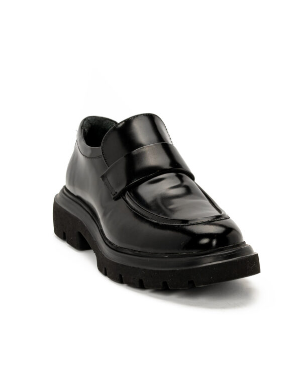 mens leather total black loafers leather buckle code 2424 fenomilano