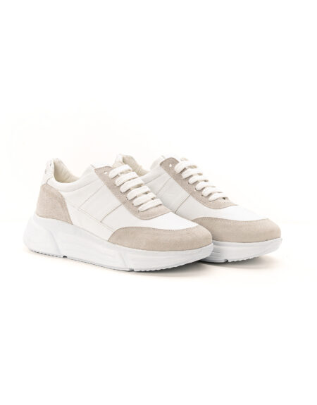 Mario Baldini eco leather shoes total white half suede