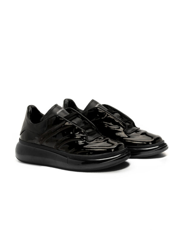 andrika dermatina total black sneakers smashed transparent sole fenomilano