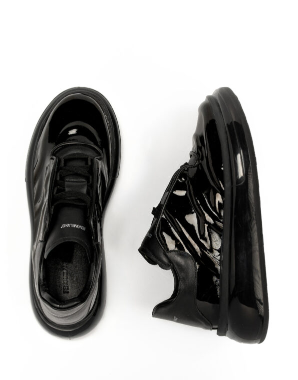 andrika dermatina total black sneakers smashed transparent sole fenomilano