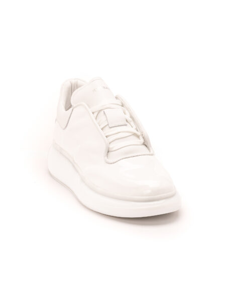 mens leather total white sneakers smashed transparent sole fenomilano