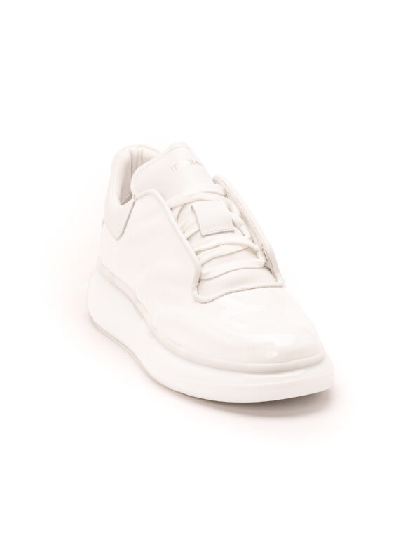 mens leather total white sneakers smashed transparent sole fenomilano