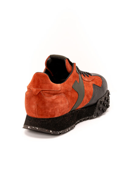 andrika dermatina suede sneakers orange black floter fenomilano