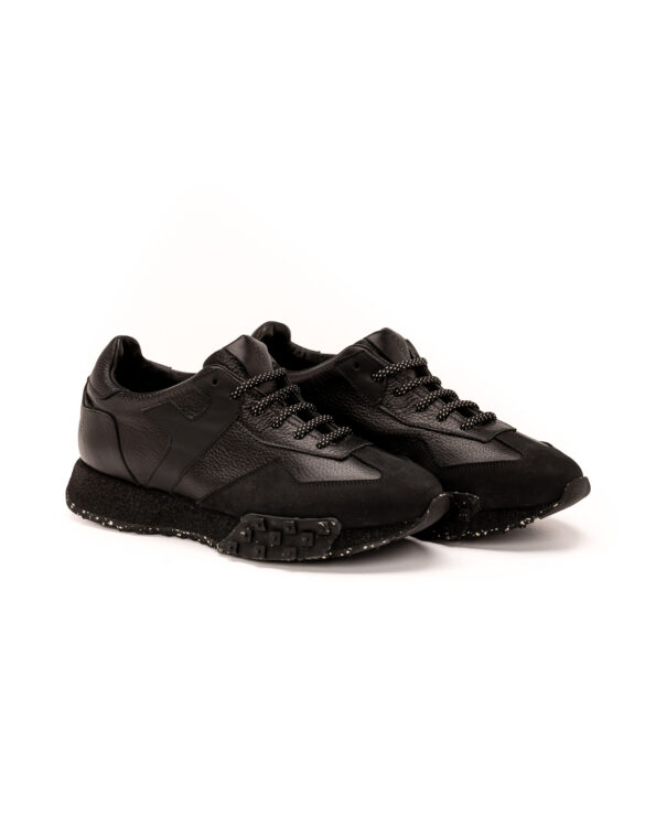 mens leather granular sneakers black nubuck fenomilano