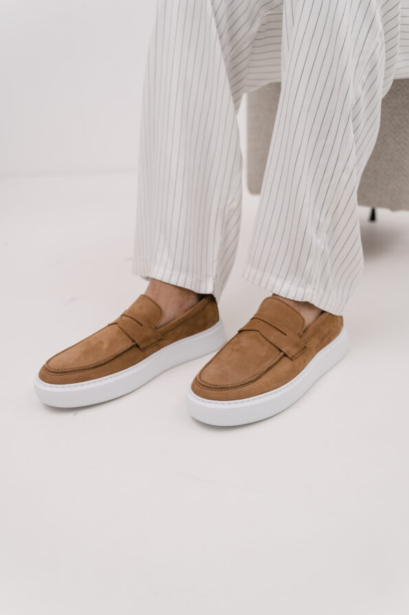 andrika dermatina nubuck loafers taba white sole 2405 fenomilano