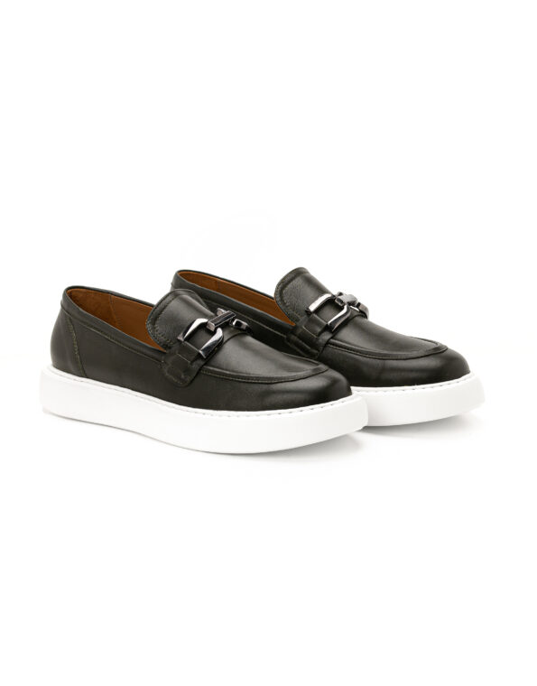 andrika dermatina loafers haki silver toka white sole 3075-25 fenomilano