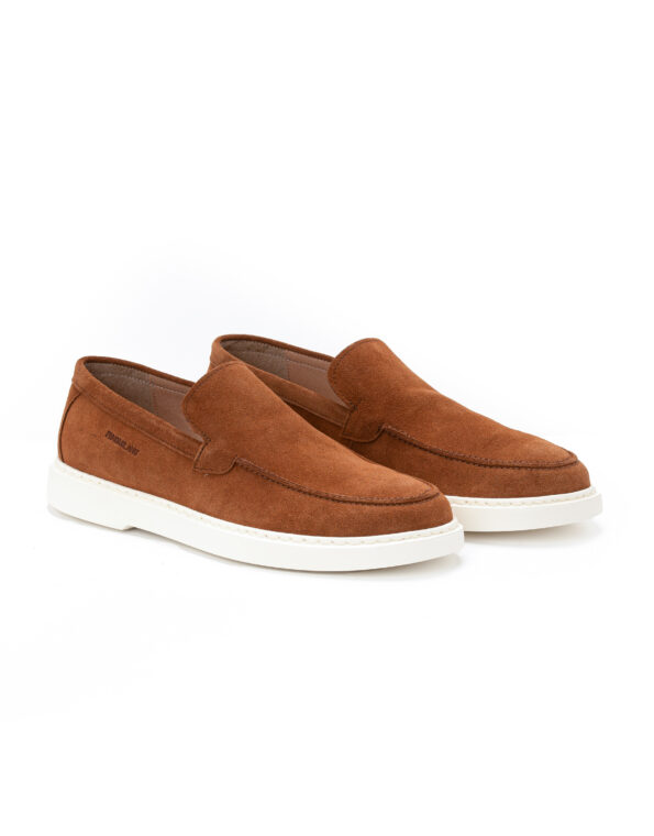 andrika dermatina suede loafers taba white sole 4701 fenomilano
