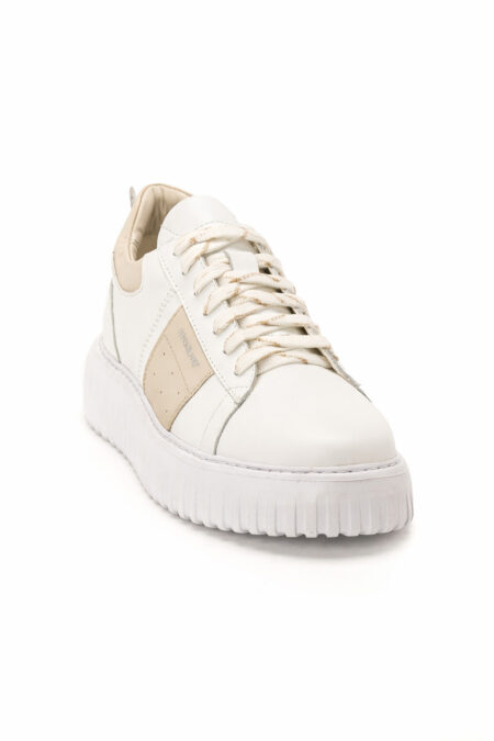 andrika dermatina sneakers white beige stripes sola fenomilano
