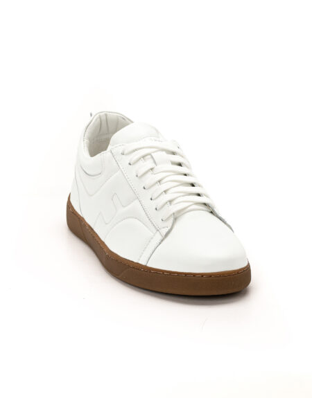 mens leather low top total white sneakers crepe beige sola fenomilano