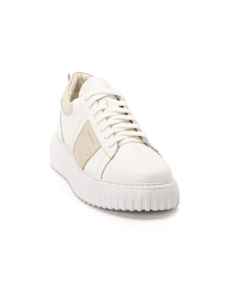 andrika dermatina sneakers white beige stripes sola fenomilano