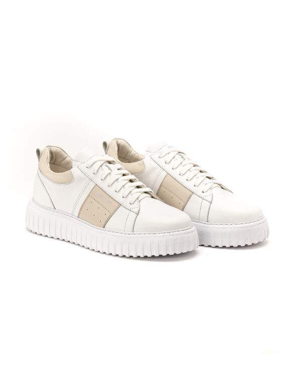 andrika dermatina sneakers white beige stripes sola fenomilano