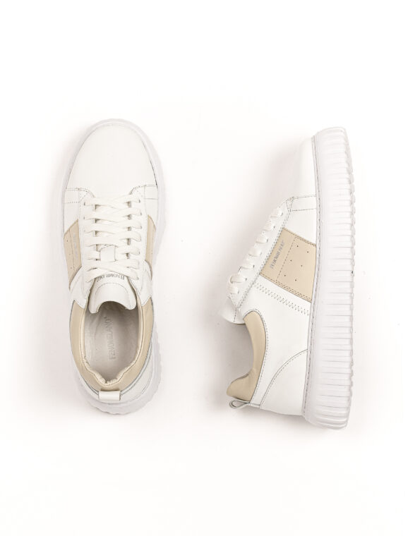 andrika dermatina sneakers white beige stripes sola fenomilano