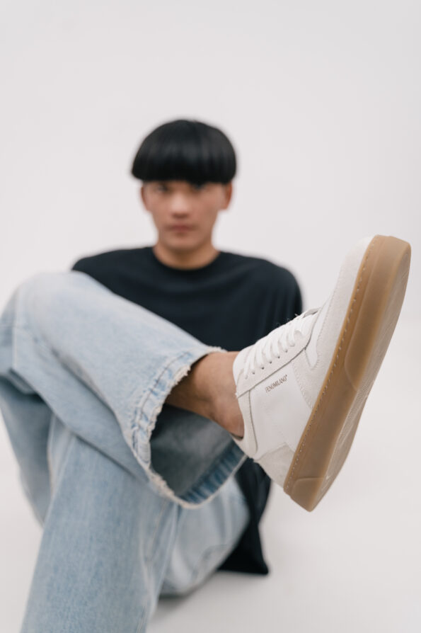 andrika dermatina sneakers white ice low beige sola fenomilano