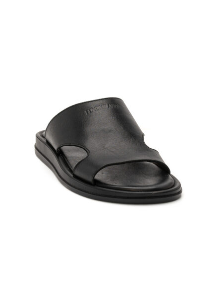 mens leather total black sandals extralight fenomilano
