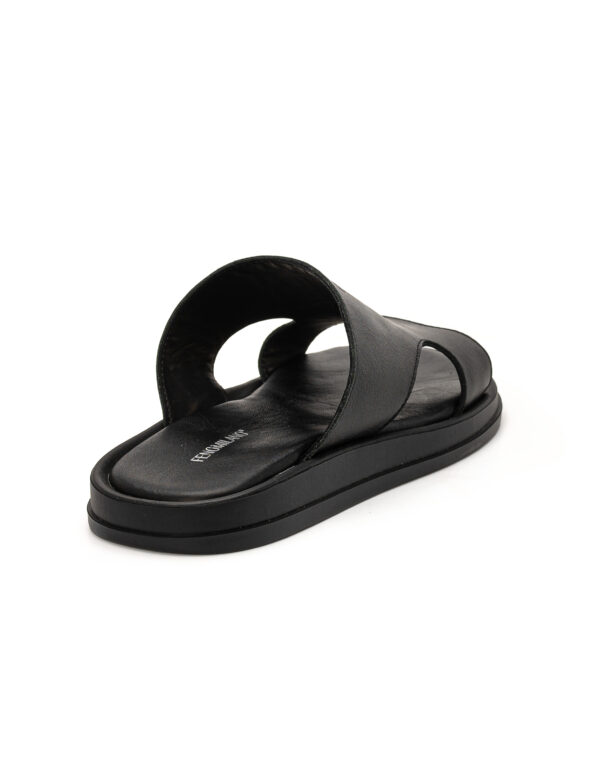 mens leather total black sandals extralight fenomilano