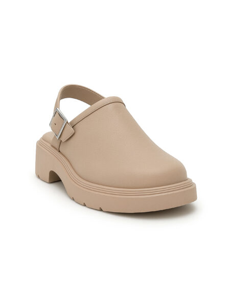 andrika dermatina sandalia sabot beige fenomilano